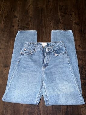 H&M Light Blue High-Rise Straight Leg Jeans